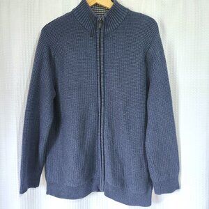 Denver Hayes Cardigan Sweater Mens Size XL Blue Knit Full Zip Long Sleeve